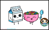 How to Draw Milk and Cereal Easy