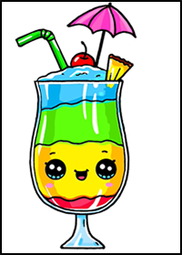 How to Draw a Tropical Drink Easy and Cute