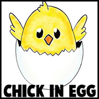 how to draw baby chick in egg drawing tutorial for kids