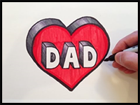 How to Draw DAD in a Heart 3D - Everything 4 Christmas
