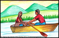 How to Draw Couple on Boat