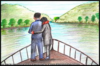How to Draw Romantic Couple on Boat