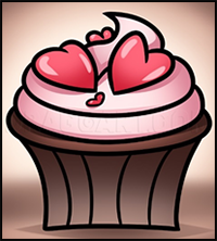 Valentine Cupcake Drawing