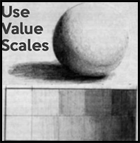 Use value scales in your drawings - value scales exercises for beginners