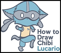 how to draw lucario from pokemon - chibi kawaii super cute