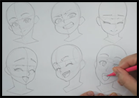 12 Anime Facial Expressions Chart & Drawing Tutorial - AnimeOutline