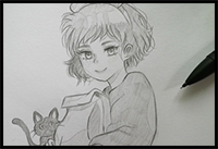 How to Draw Kiki from Kiki's Delivery Service | Drawing Studio Ghibli