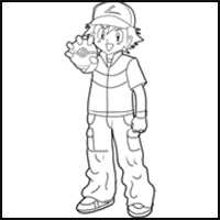 How to Draw Ash Ketchum from Pokemon : Step by Step Drawing Lesson