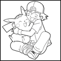 How to Draw Ash Hugging Pikachu with Easy Steps Drawing Tutorial