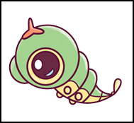 Learn How to Draw Cute / Chibi / Kawaii Caterpie from Pokemon Simple Steps Drawing Lesson for Beginners