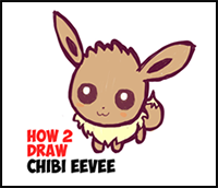 learn how to draw cute chibi eevee from pokemon in simple steps