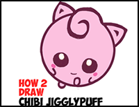 Learn How to Draw Cute Baby Chibi JigglyPuff from Pokemon in Simple Step by Step Drawing Lesson