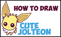 How to Draw Cute / Kawaii / Chibi Jolteon from Pokemon Easy Step by Step Drawing Tutorial for Kids