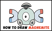 Learn How to Draw Magnemite from Pokemon (Cute / Kawaii Chibi Version) Simple Steps Drawing Lesson for Beginners