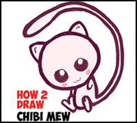 How to Draw Cute Baby Chibi Mew from Pokemon Easy Step by Step Drawing Tutorial