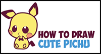 How to Draw Cute / Kawaii / Chibi Pichu from Pokemon in Easy Step by Step Drawing Tutorial for Kids and Beginners