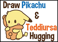 How to Draw a Cute Chibi Pikachu and Teddiursa (Pokemon) Hugging Easy Step by Step Tutorial