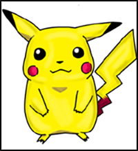 Step by Step Drawing Lesson : How to Draw Pikachu from Pokemon for Kids