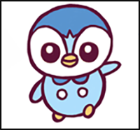 How to Draw Baby Chibi Kawaii Piplup from Pokemon Easy Step by Step Tutorial