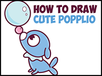 How to Draw Cute Kawaii Chibi Popplio from Pokemon Sun and Moon in Easy Step by Step Drawing Tutorial for Beginners