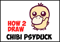How to Draw a Cute Baby Chibi Psyduck from Pokemon in Easy Steps Lesson