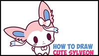 How to Draw Cute Chibi Kawaii Sylveon from Pokemon in Easy Step by Step Drawing Tutorial for Kids