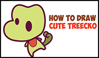 How to Draw Treecko from Pokemon (Cute / Chibi / Kawaii) Easy Step by Step Drawing Tutorial for Kids