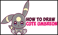 How to Draw Cute Kawaii Chibi Umbreon from Pokemon Easy Step by Step Drawing Tutorial for Kids