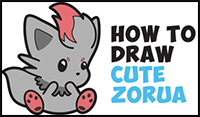Learn How to Draw Cute (Kawaii / Chibi) Zorua Pokemon with Easy Step by Step Drawing Tutorial for Kids & Beginners