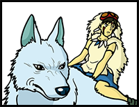 Learn easy to draw Princess Mononoke Ghibli Characters step 11