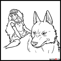 How to draw Princess Mononoke and Moro