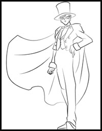 How to Draw Tuxedo Mask from Sailor Moon