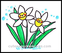 How to Draw Cute Narcissuses Step by Step for Kids