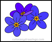 How to Draw Forget-Me-Not Flowers Easy Step by Step for Kids