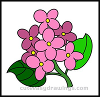 How to Draw a Lilac Flower Easy Step by Step for Kids