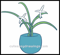 How to Draw a Pot of Chinese Orchids Step by Step for Kids