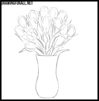 flowers in a vase drawing