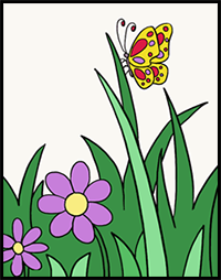 How to Draw a Butterfly Garden
