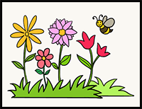 How to Draw a Flower Garden