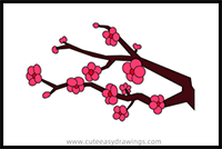 How to Draw Peach Blossoms on Branches Easy for Kids