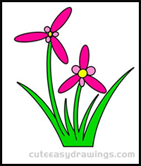 How to Draw Flowers in the Grass Easy Step by Step for Kids