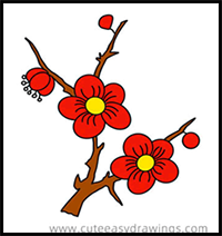 How to Draw Plum Blossom Branchs Easy Step by Step for Kids