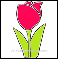 How to Simple Draw a Tulip Step by Step for Kids