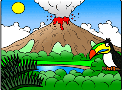 Drawing Picturesque Cartoon Volcano
