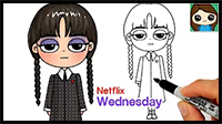 How to Draw Wednesday Easy | Netflix Addams Family
