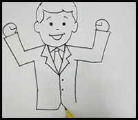 How to Draw Cartoon Happy Businessman
