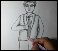 How to Draw a Man in a Suit/Businessman Drawing