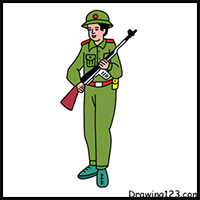 How to Draw a Happy Soldier for Kids