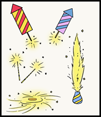 Learn how to draw fireworks