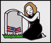 How to Draw Memorial Day Scene | Tombstone Drawing